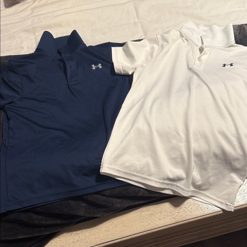 Under Armour Dark Blue and White Polo Shirts